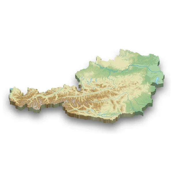 Carte Isométrique Relief Autriche Avec Ombre — Image vectorielle