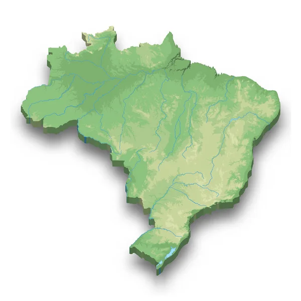 Isometric Relief Map Brazil Shadow — Stock Vector
