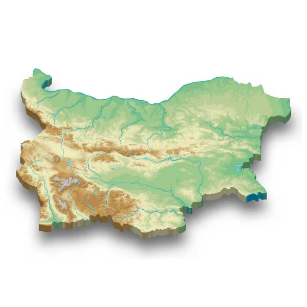 Isometrische Reliefkarte Von Bulgarien Mit Schatten — Stockvektor
