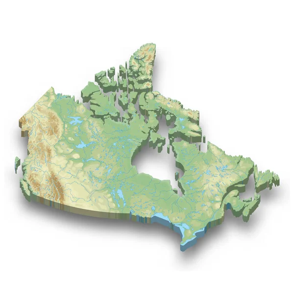 Isometric Relief Map Canada Shadow — Stock Vector