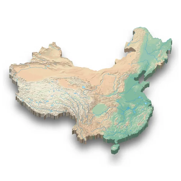 Mappa Isometrica Della Cina Con Ombra — Vettoriale Stock