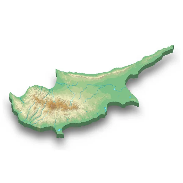 Isometric Relief Map Cyprus Shadow — Stock Vector