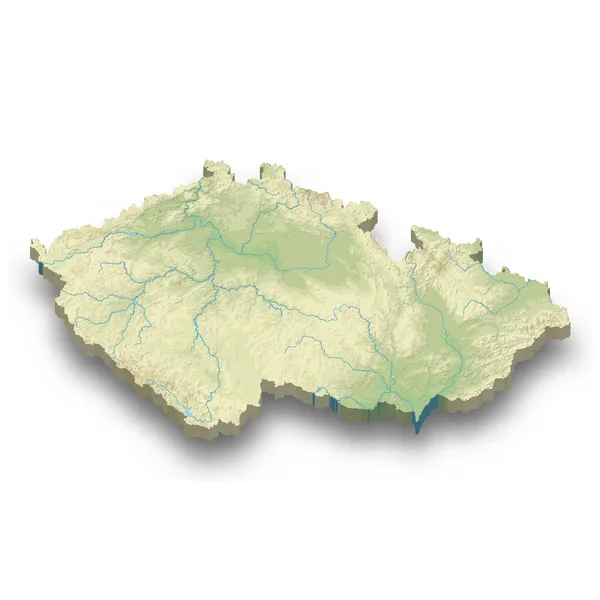 带有阴影的捷克共和国3D等距地形图 — 图库矢量图片