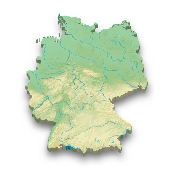 Isometric Relief Map Germany Shadow — Stock Vector
