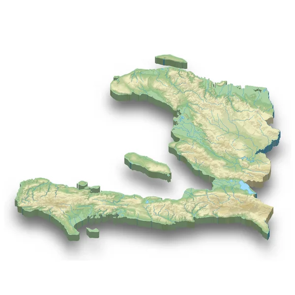 ハイチの3Dアイソメトリックレリーフ地図と影 — ストックベクタ