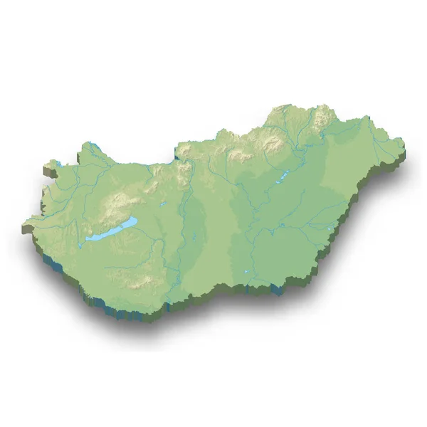 Isometric Relief Map Hungary Shadow — Stock Vector