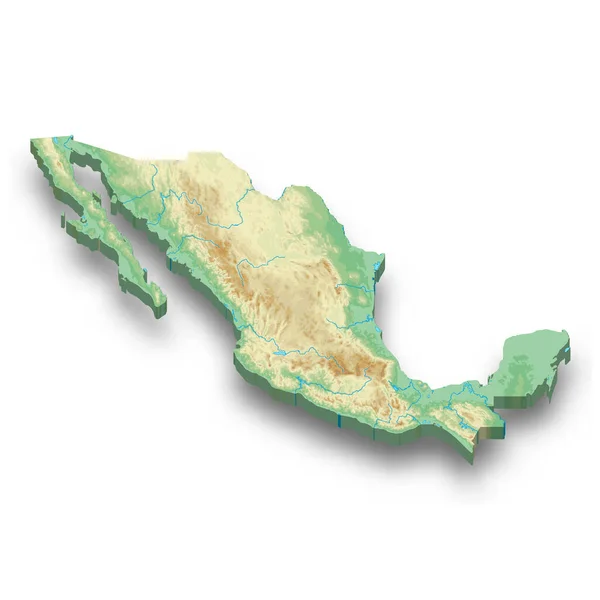 Isometrische Reliefkarte Von Mexiko Mit Schatten — Stockvektor