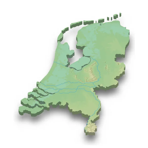 影を持つオランダの3D等角救援地図 — ストックベクタ
