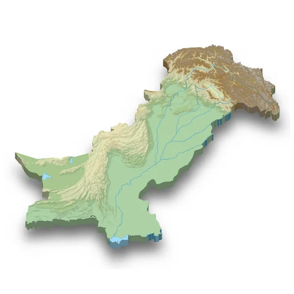 Mappa Isometrica Del Pakistan Con Ombra — Vettoriale Stock