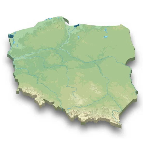 Polonya Nın Gölgeli Izometrik Yardım Haritası — Stok Vektör