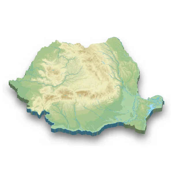 Трехмерная Изометрическая Карта Румынии Тенью — стоковый вектор