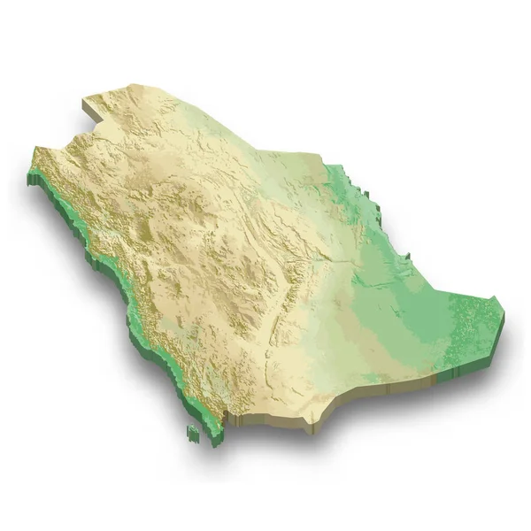 サウジアラビアの3Dアイソメトリックレリーフ地図と影 — ストックベクタ