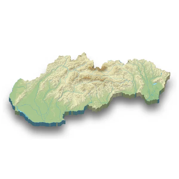 Ισομετρική Ανάγλυφο Χάρτη Της Σλοβακίας Σκιά — Διανυσματικό Αρχείο