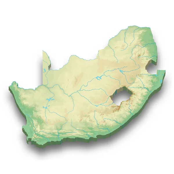 Ισομετρικός Ανάγλυφος Χάρτης Της Νότιας Αφρικής Σκιά — Διανυσματικό Αρχείο