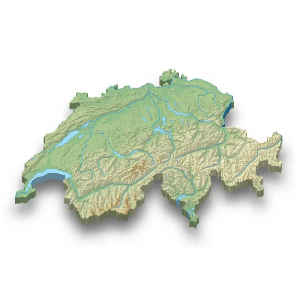 Izometryczna Mapa Wypukłości Szwajcarii Cieniem — Wektor stockowy