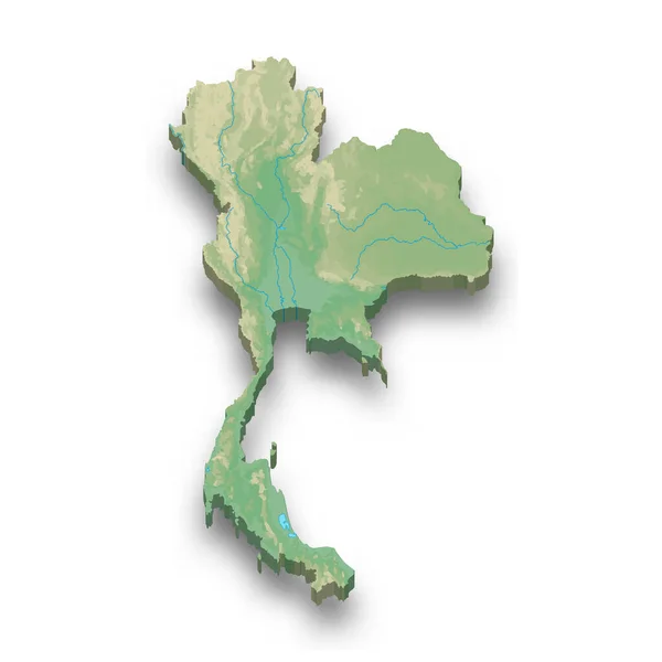 3D带有阴影的泰国等距地形图 — 图库矢量图片