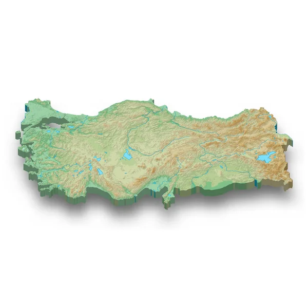Mapa Relieve Isométrico Turquía Con Sombra — Vector de stock