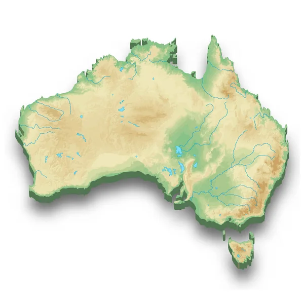 Mapa Relevo Isométrico Austrália Com Sombra —  Vetores de Stock