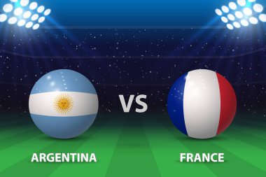 Arjantin Fransa 'ya karşı. Futbol skorbord yayını grafik futbol şablonu