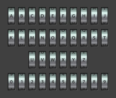 Şifreli kilit yazı tipi. Gerçekçi metal mekanik kod