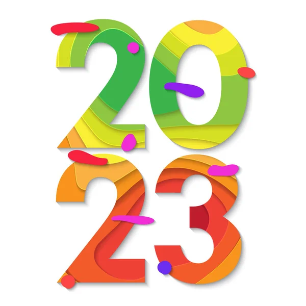 2023 Yeni Yıl Kağıt Kesimi Bayram Tebrik Kartı Şablonu — Stok Vektör