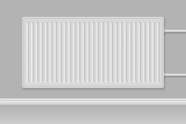 Realistische Verwarmingsbatterij Huishoudelijke Radiator Aan Muur — Stockvector