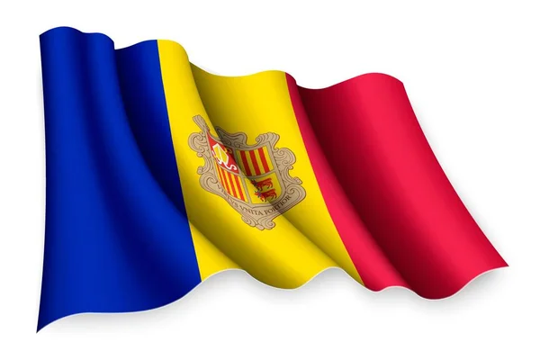 Bandeira Acenar Realista Andorra —  Vetores de Stock