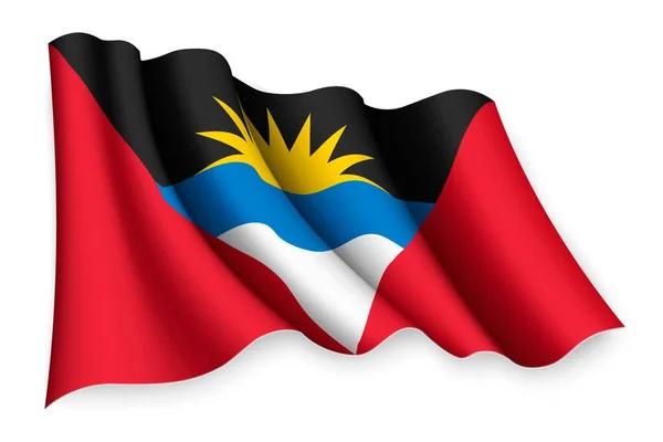 Realistische Zwaaiende Vlag Van Antigua — Stockvector