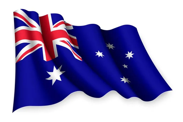 Realisztikus Lengő Zászló Ausztrália — Stock Vector