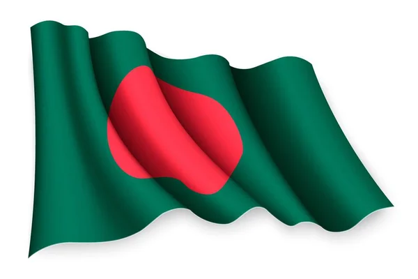 Realistiska Viftande Flagga Bangladesh — Stock vektor