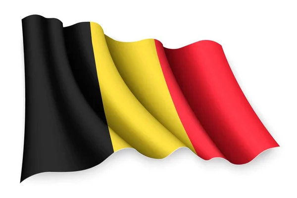Bandera Ondeante Realista Bélgica — Vector de stock