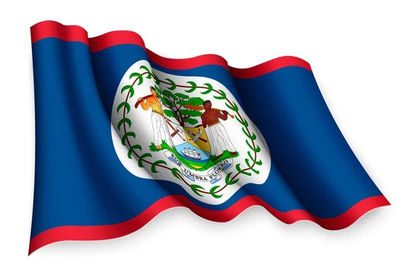 Drapeau Agitant Réaliste Belize — Image vectorielle