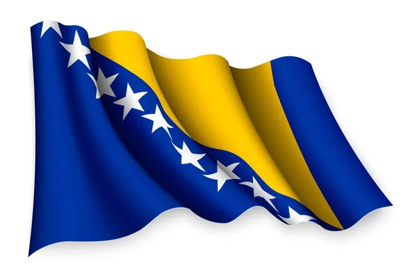 Realistic Waving Flag Bosnia — Stock Vector