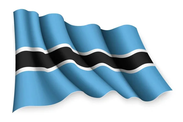 Realistická Vlajka Botswany — Stockový vektor