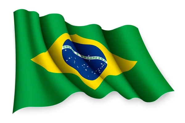 Реалистичный Флаг Бразилии — стоковый вектор