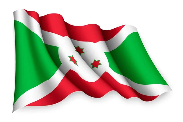 Bandeira Acenar Realista Burundi — Vetor de Stock