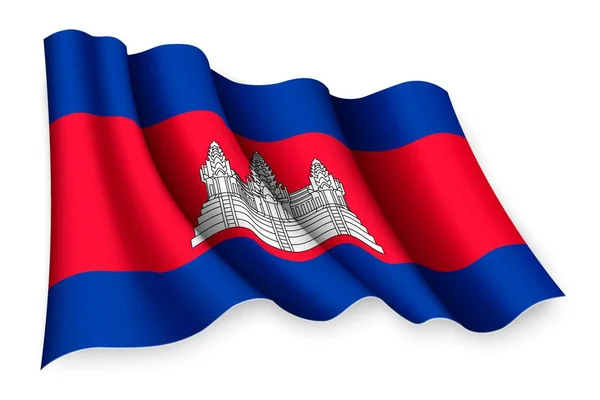 カンボジアの現実的な波の旗 — ストックベクタ