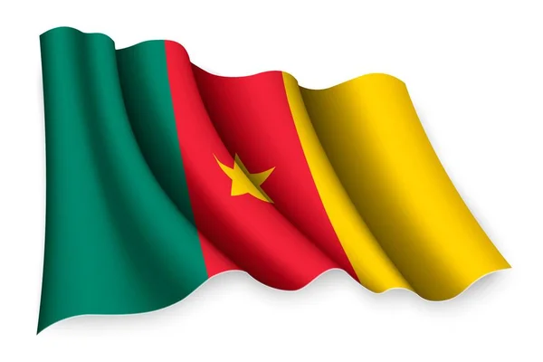 Realistická Vlajka Kamerunu — Stockový vektor