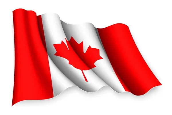 Bandera Ondeante Realista Canadá — Vector de stock