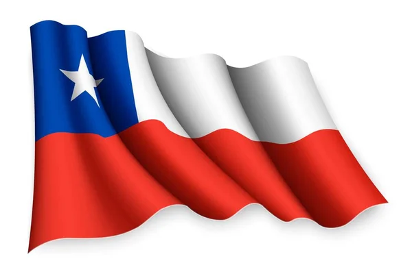 Bandera Ondeante Realista Chile — Vector de stock