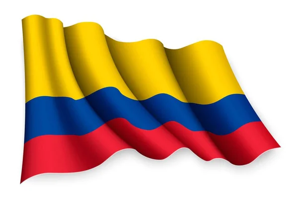 Realistic Waving Flag Colombia — Stock Vector