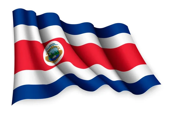 Realistische Wuivende Vlag Van Costa Rica — Stockvector