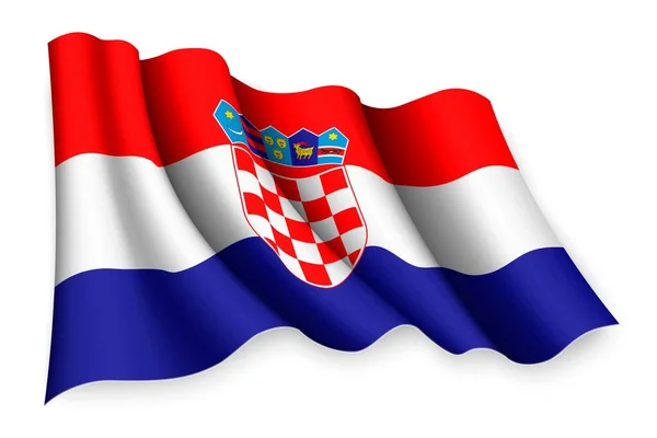 Drapeau Agitant Réaliste Croatie — Image vectorielle