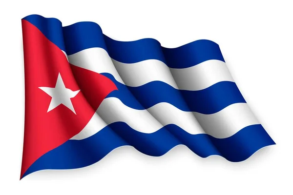 Bandera Ondeante Realista Cuba — Vector de stock