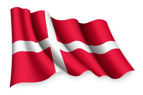 Realistiska Viftande Flagga Danmark — Stock vektor
