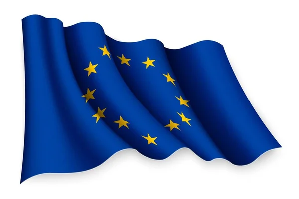 Ρεαλιστική Κυματιστή Σημαία Της Ευρωπαϊκής Ένωσης — Διανυσματικό Αρχείο