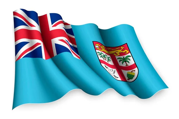 Realistiska Viftande Flagga Fiji — Stock vektor
