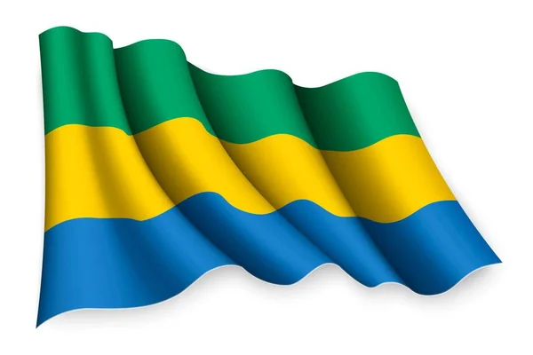 Bandiera Sventolante Realistica Del Gabon — Vettoriale Stock