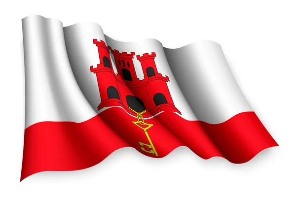 Bandera Ondeante Realista Gibraltar — Vector de stock