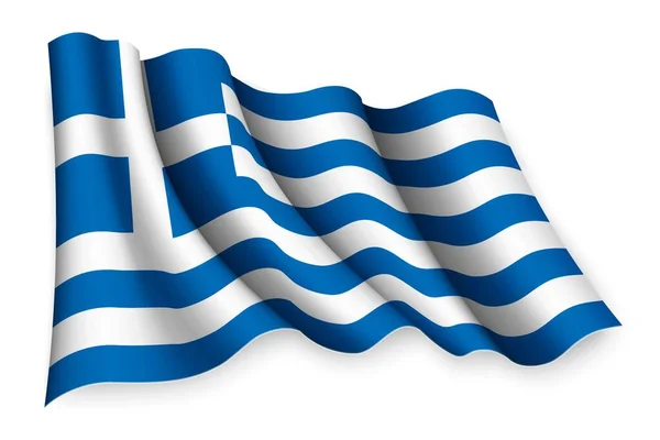Realistic Waving Flag Greece — Stock Vector
